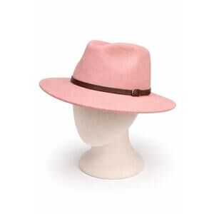 Gelso Bianco Pink Wool Fedora Hat Made in Italy Leather Band